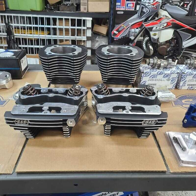 S&S cylinder heads and jugs on bench